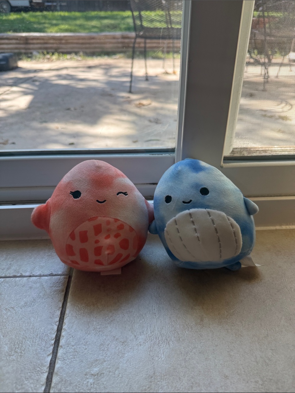 Cute Pink and Blue Plush Duo - Pair of Small Squishy Friends